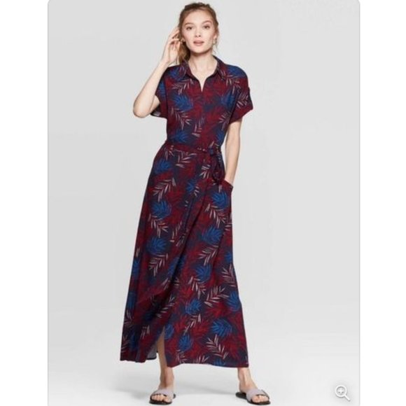 a new day Dresses & Skirts - A New Day Hawaiian Print Button Down Full Length Maxi Dress - L